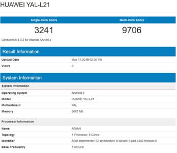Камерофон Honor 20 с Kirin 980 и 6 ГБ ОЗУ показал возможности в бенчмарке