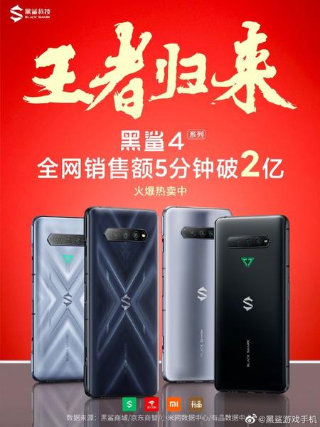 Snapdragon 888 и 870 недорого. Black Shark 4 и Black Shark 4 Pro ставят рекорды продаж в Китае, фото 1