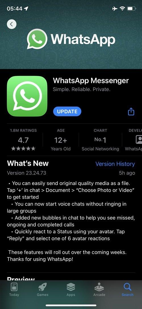 В WhatsApp для iOS появилась функция отправки фото и видео в оригинальном качестве, фото 1