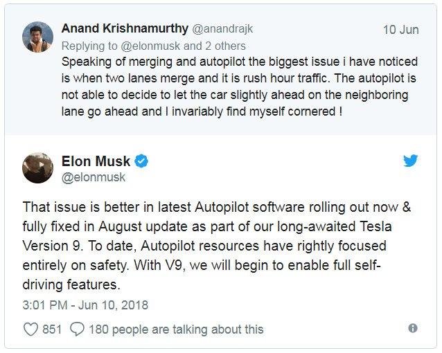 Tesla получит функции «полностью самоуправляемого движения» в августе