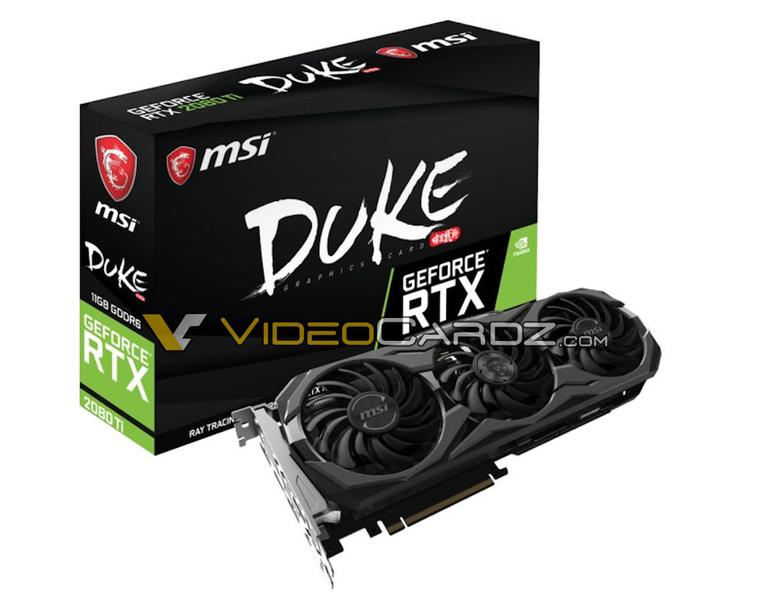 Стало известно, как выглядят 3D-карты MSI GeForce RTX 2080 Duke и GeForce RTX 2080 Ti Duke