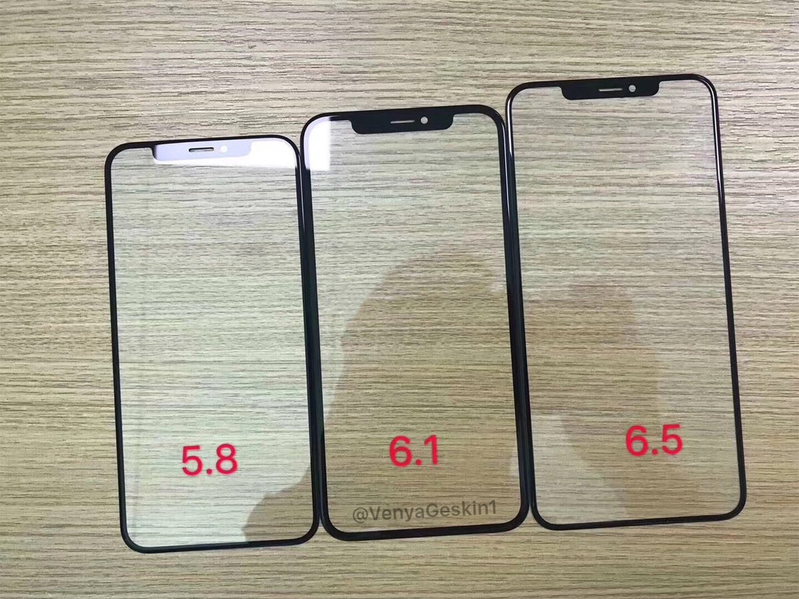 Фото дня: фронтальные панели новых смартфонов Apple iPhone, iPhone X и iPhone X Plus