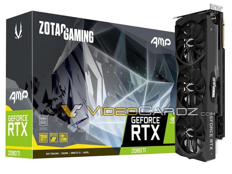 Общей особенностью 3D-карт Zotac GeForce RTX 2080 Ti и RTX 2080 AMP станет удлиненная система охлаждения