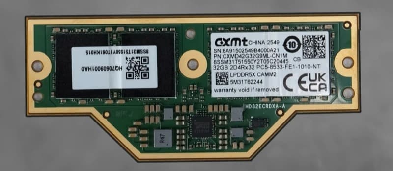Модуль LPDDR5X LPCAMM2 на 32 ГБ от Changxin Memory впервые