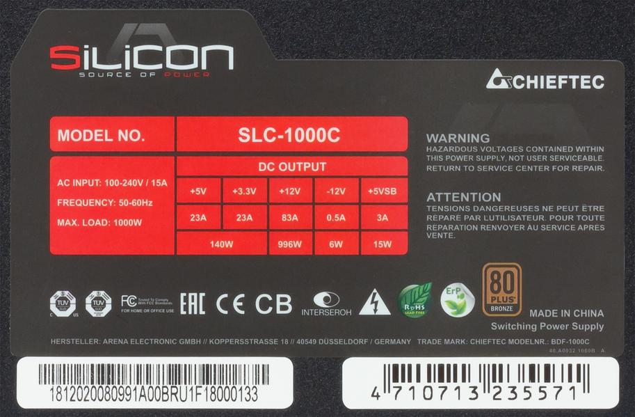 Блок питания Chieftec SLC-1000C:, фото 3