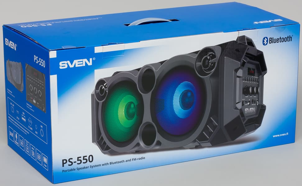 Поставляется Sven PS-550 в картонной коробке, 
