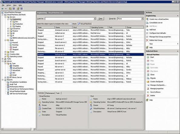 Консоль управления виртуальными серверами Virtual Machine Manager