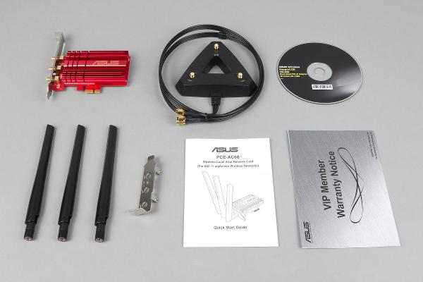 Комплект поставки Asus PCE-AC68 Комплект поставки Asus PCE-AC68