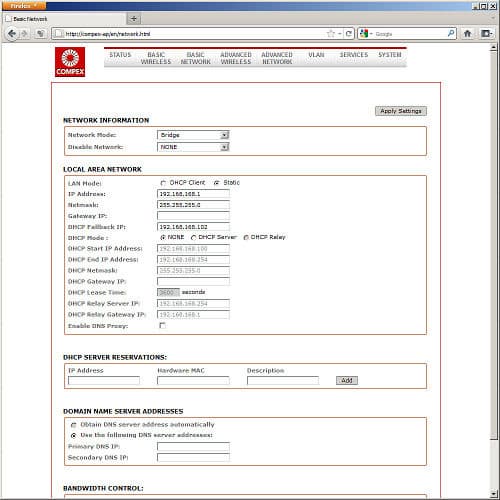Настройки точки доступа COMPEX MMC543HVNX Настройки точки доступа COMPEX MMC543HVNX