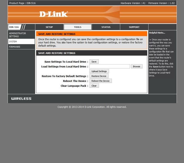 веб-интерфейс D-Link DIR-516 веб-интерфейс D-Link DIR-516