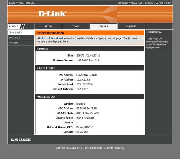 веб-интерфейс D-Link DIR-516 веб-интерфейс D-Link DIR-516