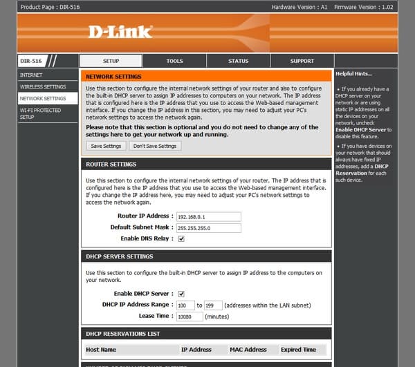 веб-интерфейс D-Link DIR-516 веб-интерфейс D-Link DIR-516