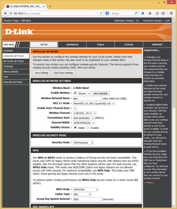 Настройка D-Link DIR-860L Настройка D-Link DIR-860L