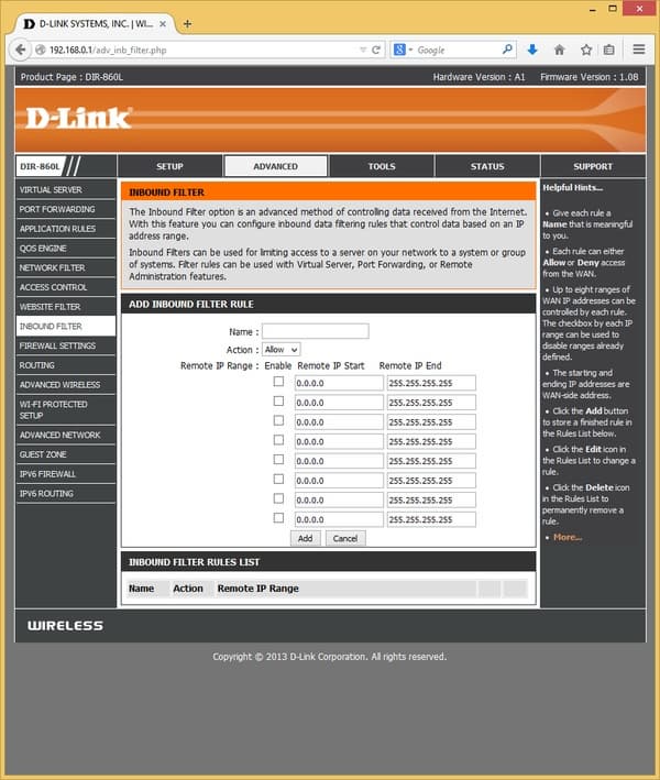 Настройка D-Link DIR-860L Настройка D-Link DIR-860L