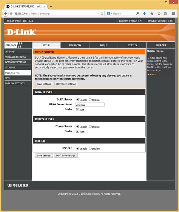 Настройка D-Link DIR-860L Настройка D-Link DIR-860L