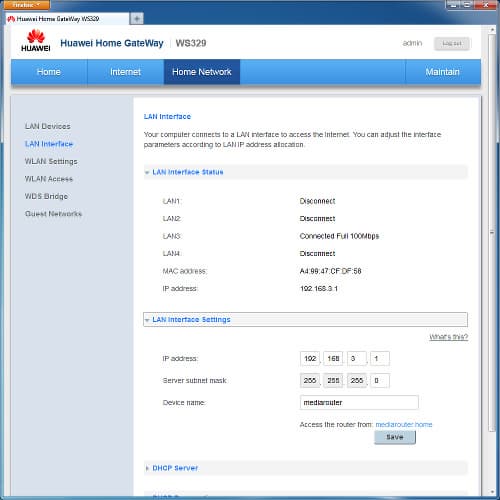 Настройка Huawei WS329 Настройка Huawei WS329