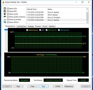 Поведение Intel Core m3-6Y30 под нагрузкой