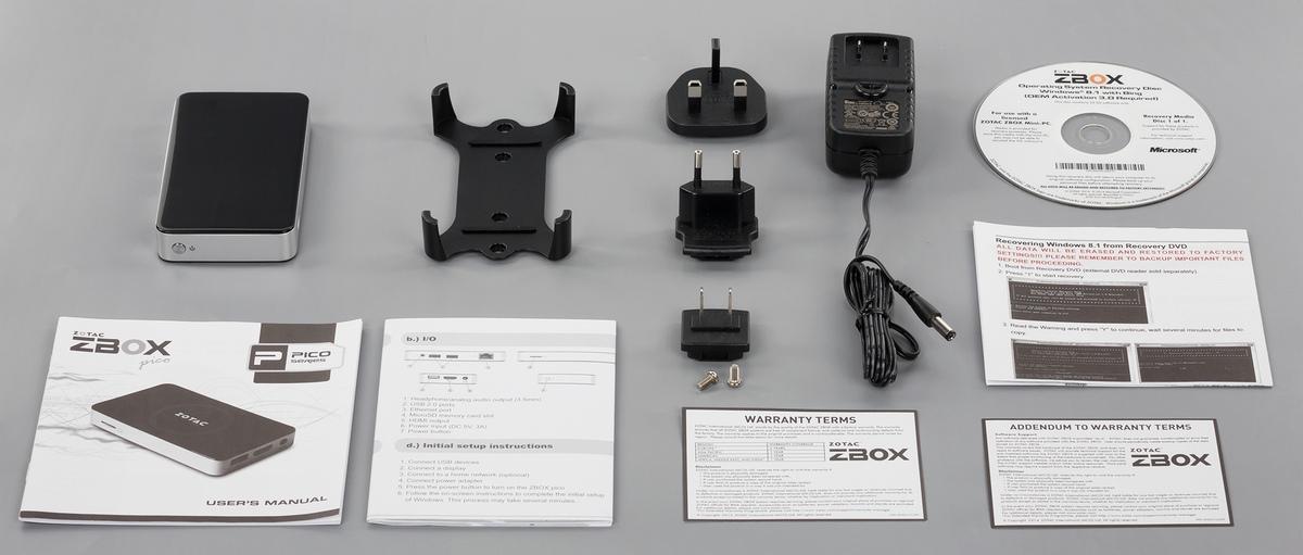 Комплект поставки Zotac ZBox PI320