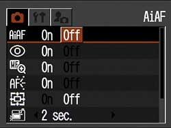Menu Canon A80