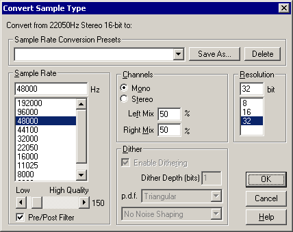 Abode Audition - Convert Sample Type