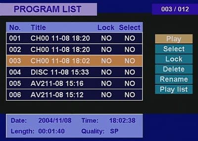 Program List