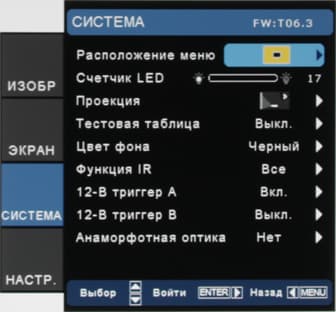 Проектор Optoma HD91, меню Проектор Optoma HD91, меню