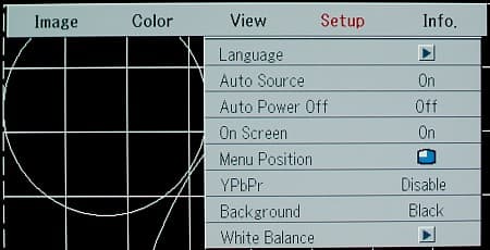 menu, white balans