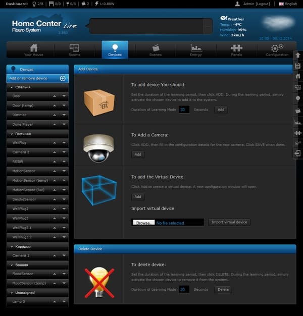 Интерфейс настройки Fibaro Home Center Lite Интерфейс настройки Fibaro Home Center Lite