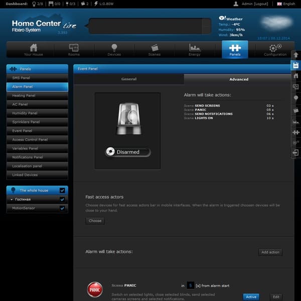Интерфейс настройки Fibaro Home Center Lite Интерфейс настройки Fibaro Home Center Lite