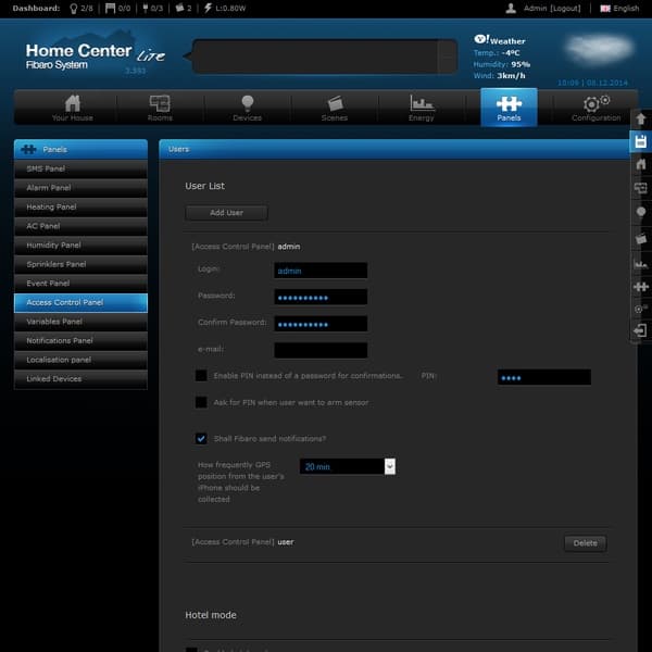 Интерфейс настройки Fibaro Home Center Lite Интерфейс настройки Fibaro Home Center Lite