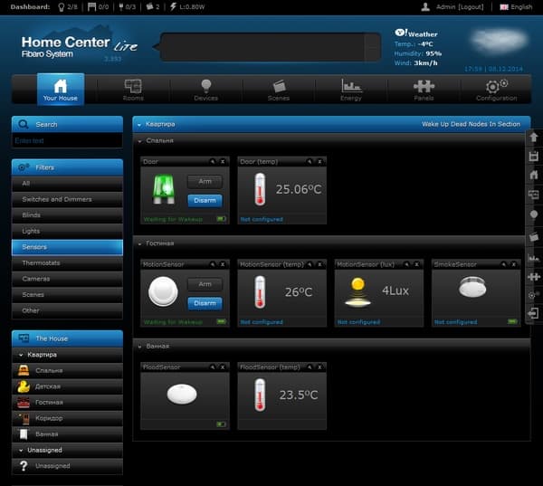Интерфейс управления Fibaro Home Center Lite Интерфейс управления Fibaro Home Center Lite