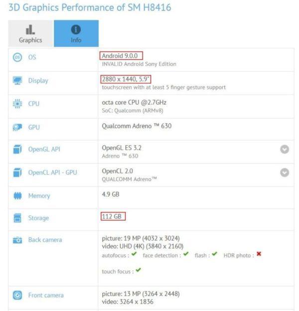 Разрешение экрана смартфона Sony Xperia XZ3 будет выше, чем считалось ранее