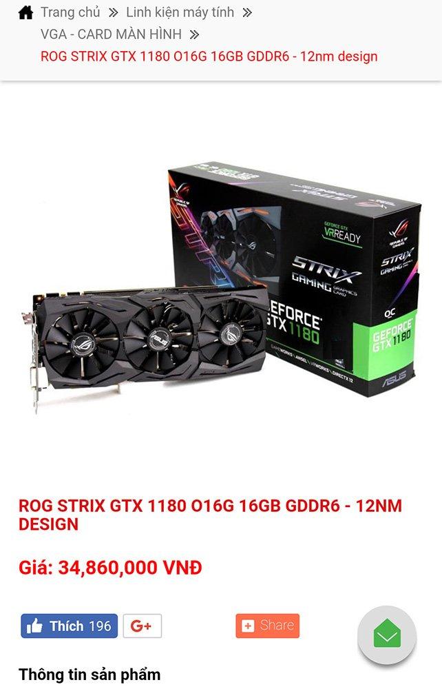 Asus ROG Strix 1180 c 16 ГБ оценена во Вьетнаме в $1520