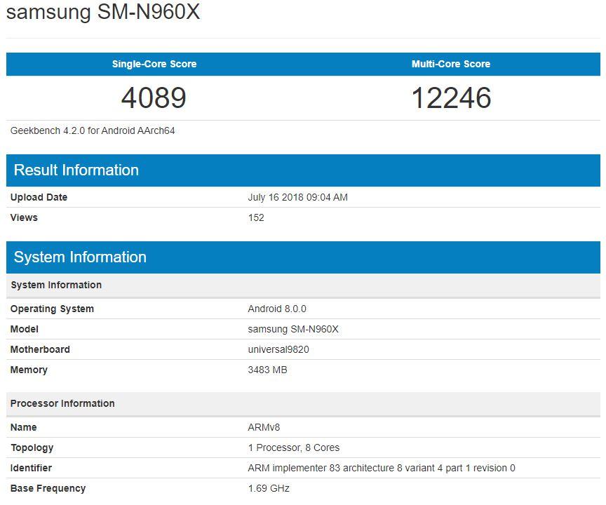 Samsung Galaxy Note 9 установил рекорд производительности в Geekbench
