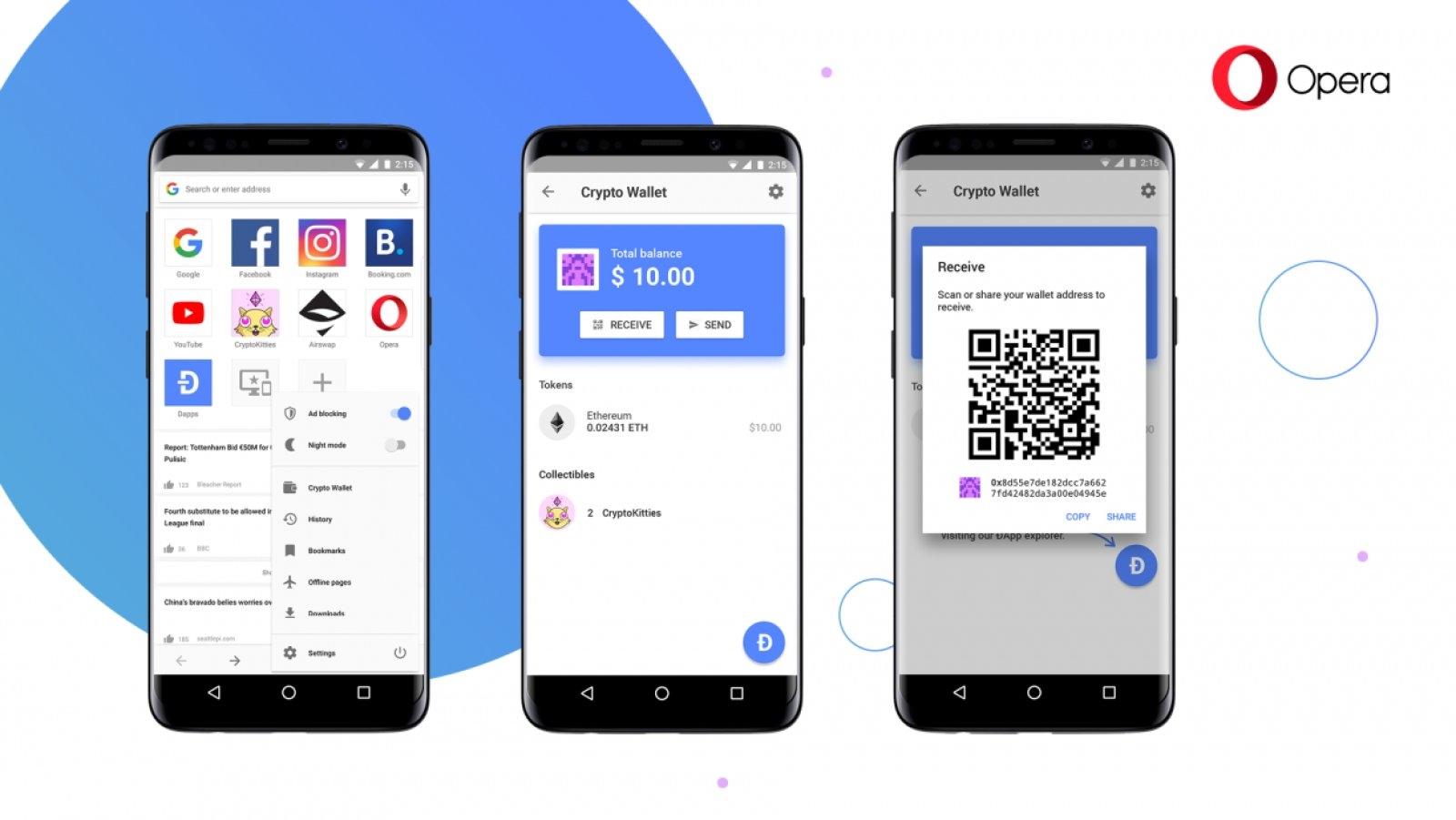 Opera добавляет в браузер для Android криптовалютный кошелек