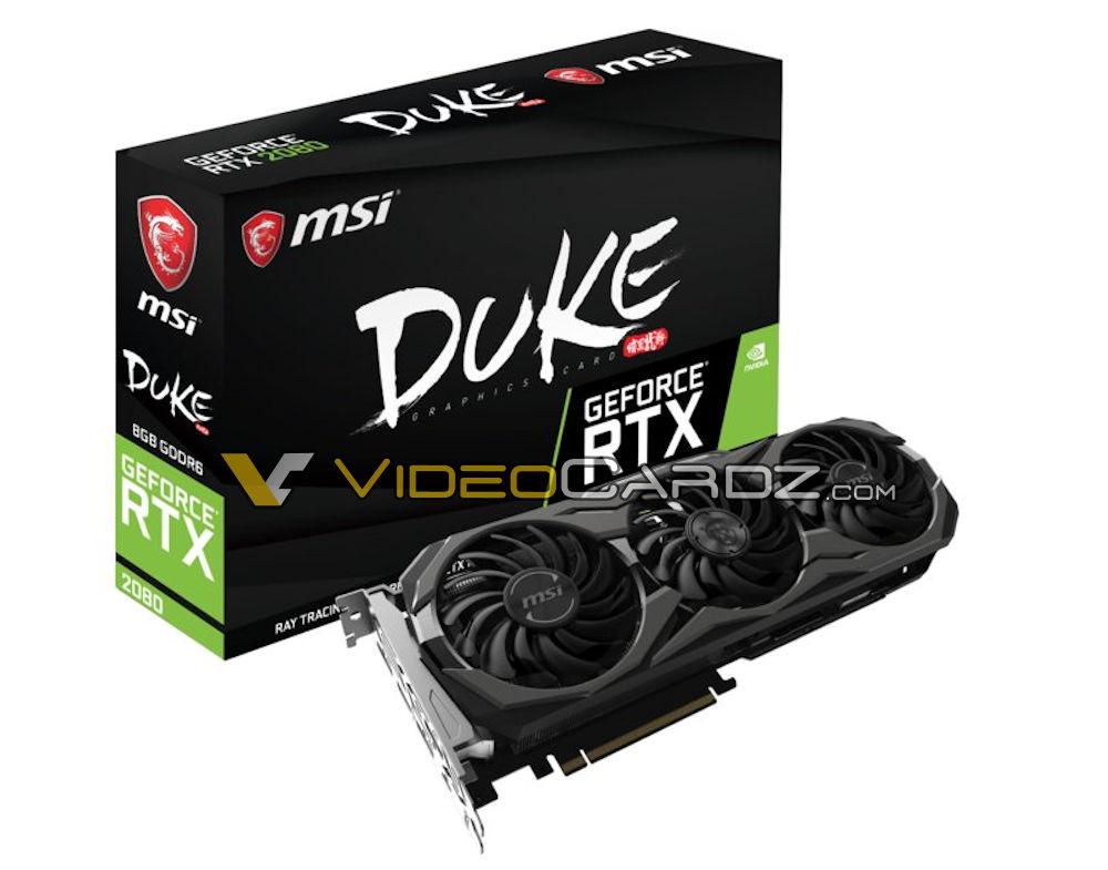 Стало известно, как выглядят 3D-карты MSI GeForce RTX 2080 Duke и GeForce RTX 2080 Ti Duke