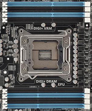 8 слотов для памяти на плате ASUS 8 слотов для памяти на плате ASUS