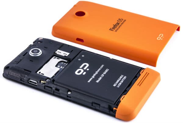 Смартфон Geeksphone Keon со снятой задней крышкой Смартфон Geeksphone Keon со снятой задней крышкой