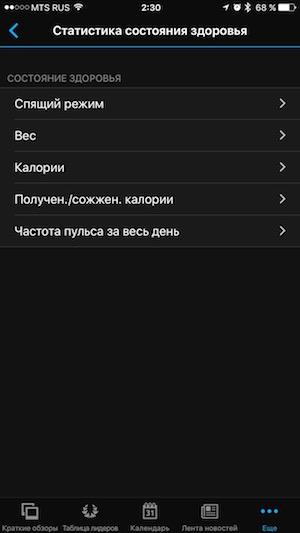 Скриншот мобильного приложения Garmin Connect Скриншот мобильного приложения Garmin Connect