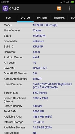 Конфигурация Xiaomi Mi Note Конфигурация Xiaomi Mi Note