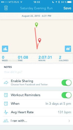 Скриншот приложения Runtastic