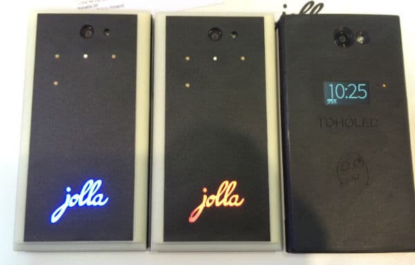 Фото со стенда Jolla на Mobile World Congress 2014