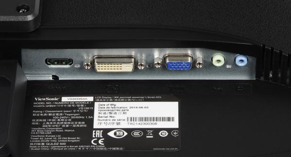 ЖК-монитор ViewSonic VG2433Smh, разъемы ЖК-монитор ViewSonic VG2433Smh, разъемы