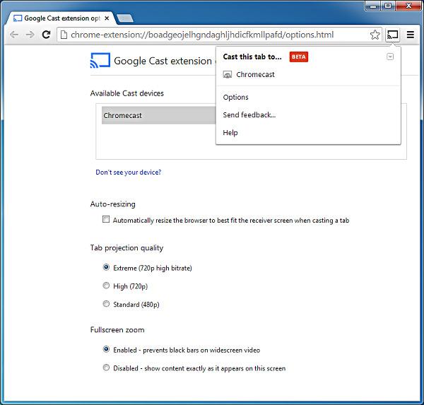 Работа плагина Google Cast 