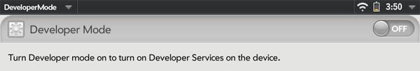 Включение Developer Mode на планшете HP TouchPad