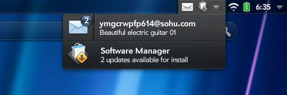 Уведомления на планшете HP TouchPad