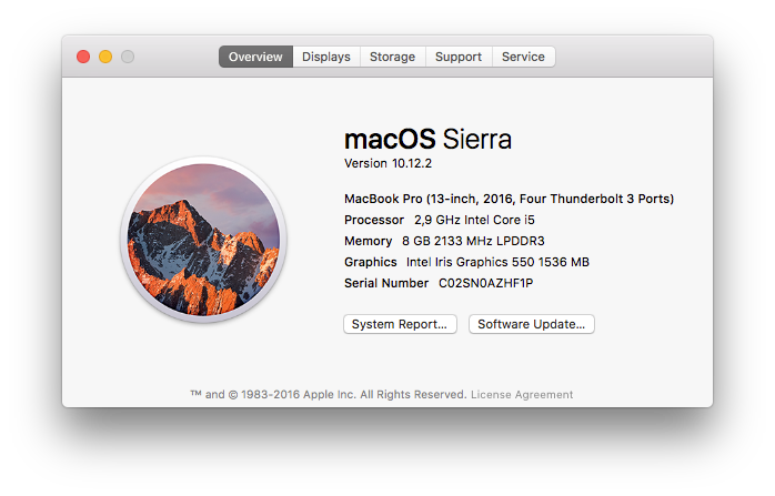 Скриншот с 13-дюймового Apple MacBook Pro (Late 2016)