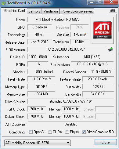 Ноутбук MSI GX740