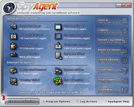 Рабочее окно Spytech SpyAgent