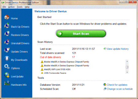 Интерфейс Driver Genius Professional